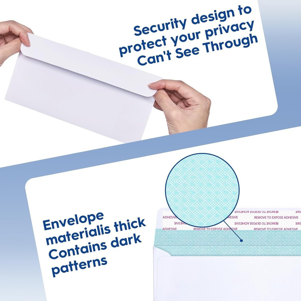 10 Envelopes Security Self Seal, 500 Count Mailing Envelopes with Double Window,