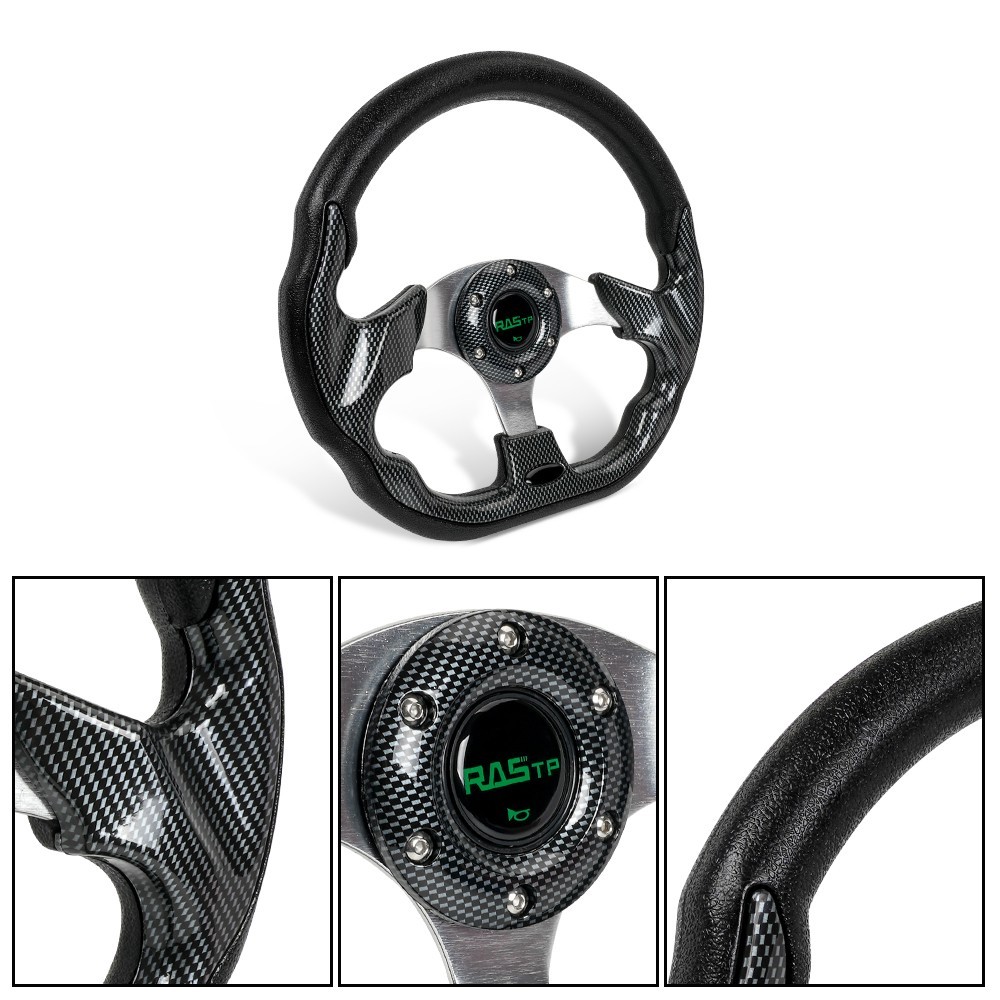 13" Aluminum Universal D Shape Racing Steering Wheel w/Quick Release Adapter Kit