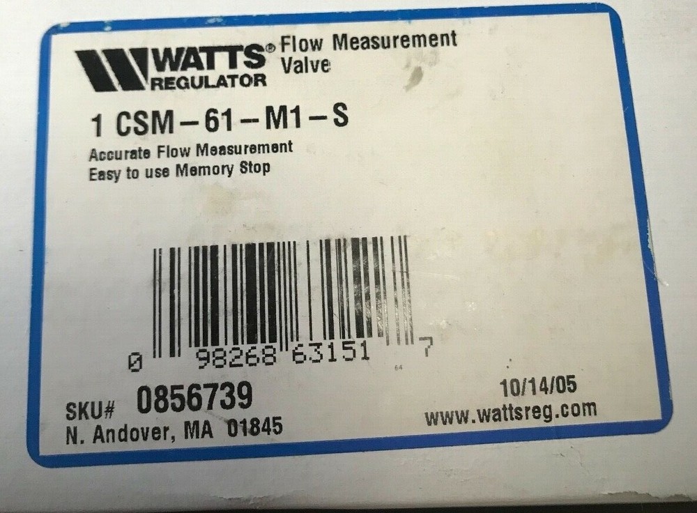 Watts Flow Measurement Valve 1" CSM-61-M1-S 0856739