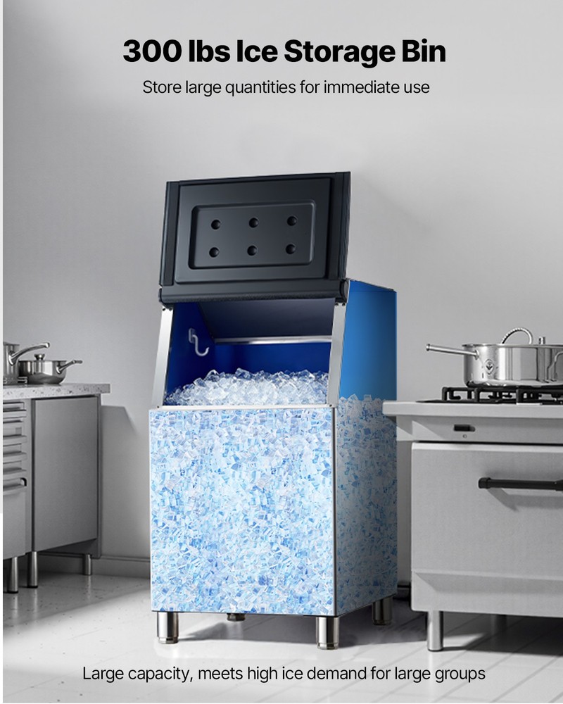 VEVOR Commercial Ice Maker Storage Bin 300lbs Capacity Height Adjustable Ice Bin