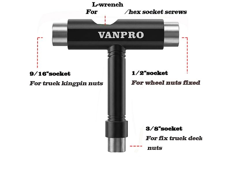 Vanpro skateboard tools skate tool all in oneUsed for installation and Black