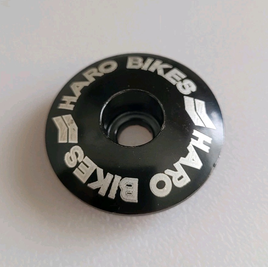 Haro Bikes Alloy 1-1/8" Threadless Top Cap Anodized Black NOS