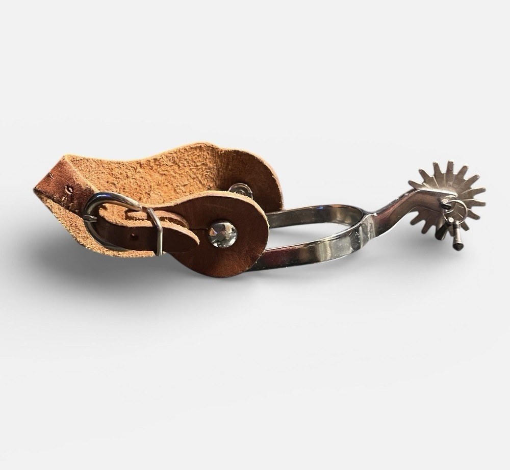 Single Vintage Cowboy Riding Spur with Leather Strap