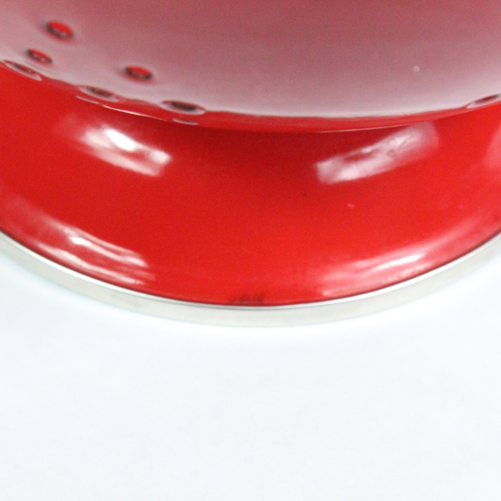 Bright Red Enamel Colander Footed Retro Farmhouse Strainer 9" Strainer