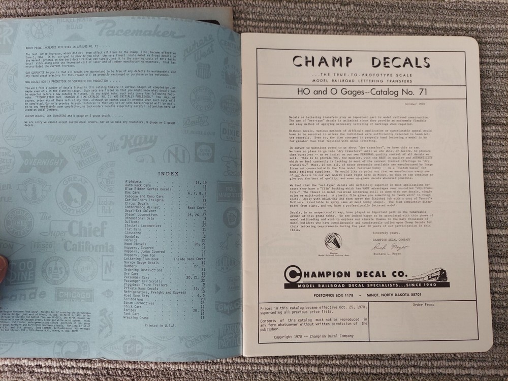Champ Decals Catalogs #67 And #71