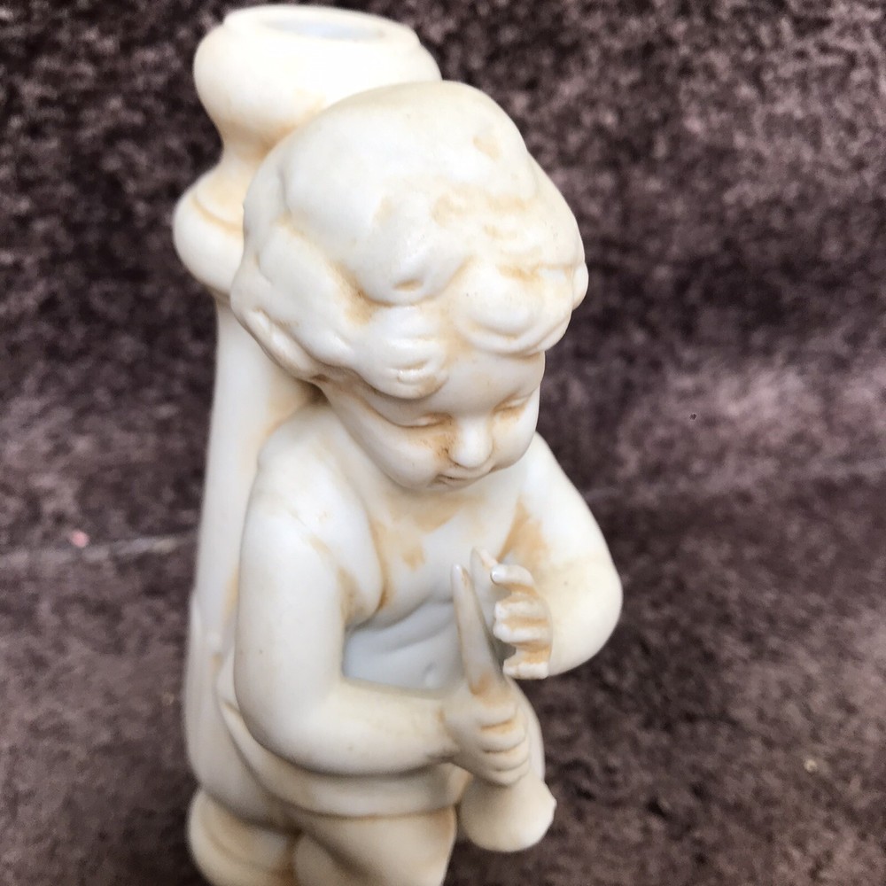 Ceramic 4” Baby Trumpet David Column Candlestick