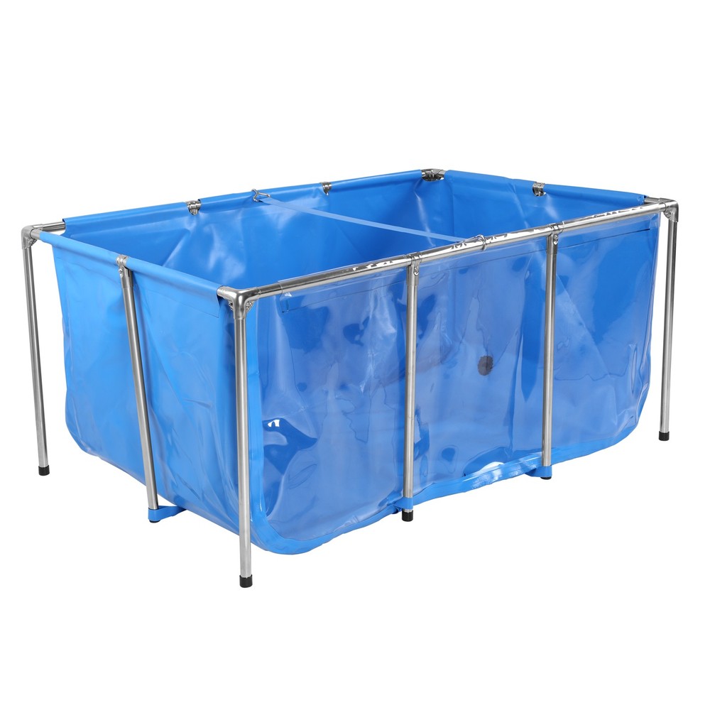 Rectangular Goldfish Tank with Frame & Drain Valve Above Ground Fish Pond Clear