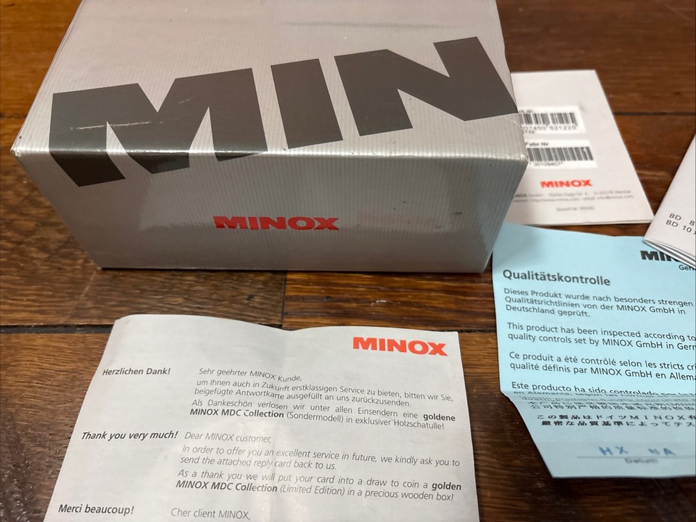 Minox BD 8x32 ALT BR Binoculars Binocular Box & Paperwork Only!