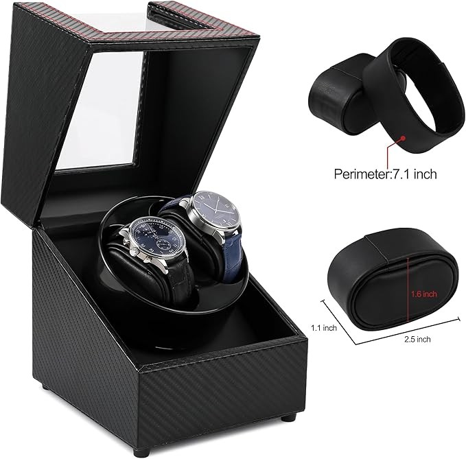Automatic Rotation Double Watch Winder Box Leather Storage Display Case Gift US
