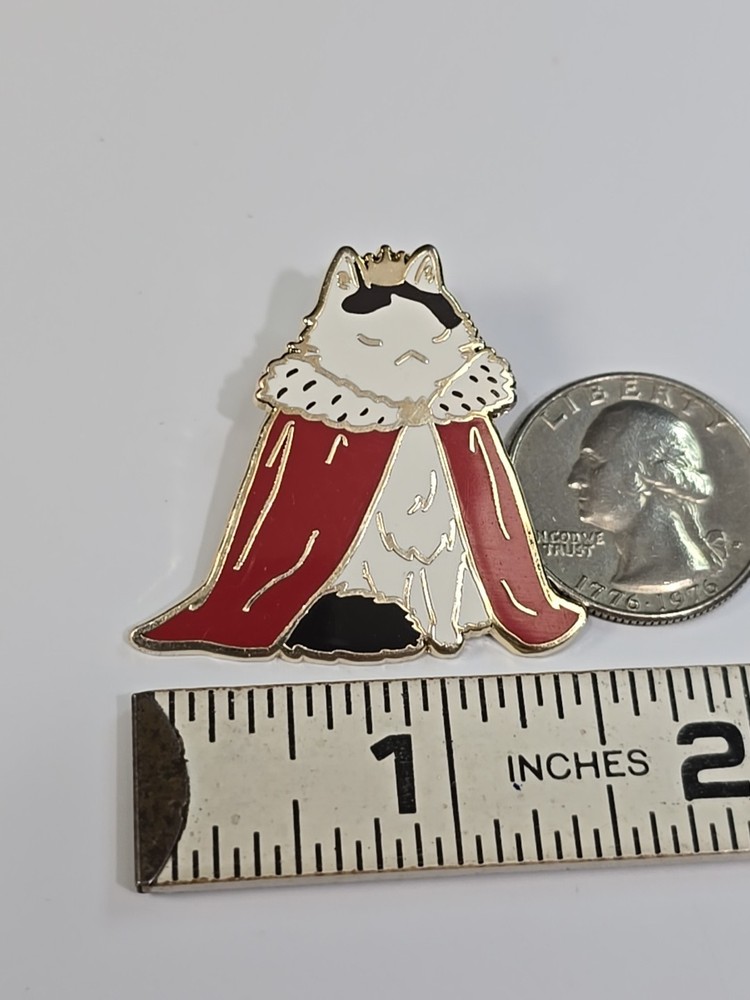 Cat In Red Robe & Crown Lapel Pin