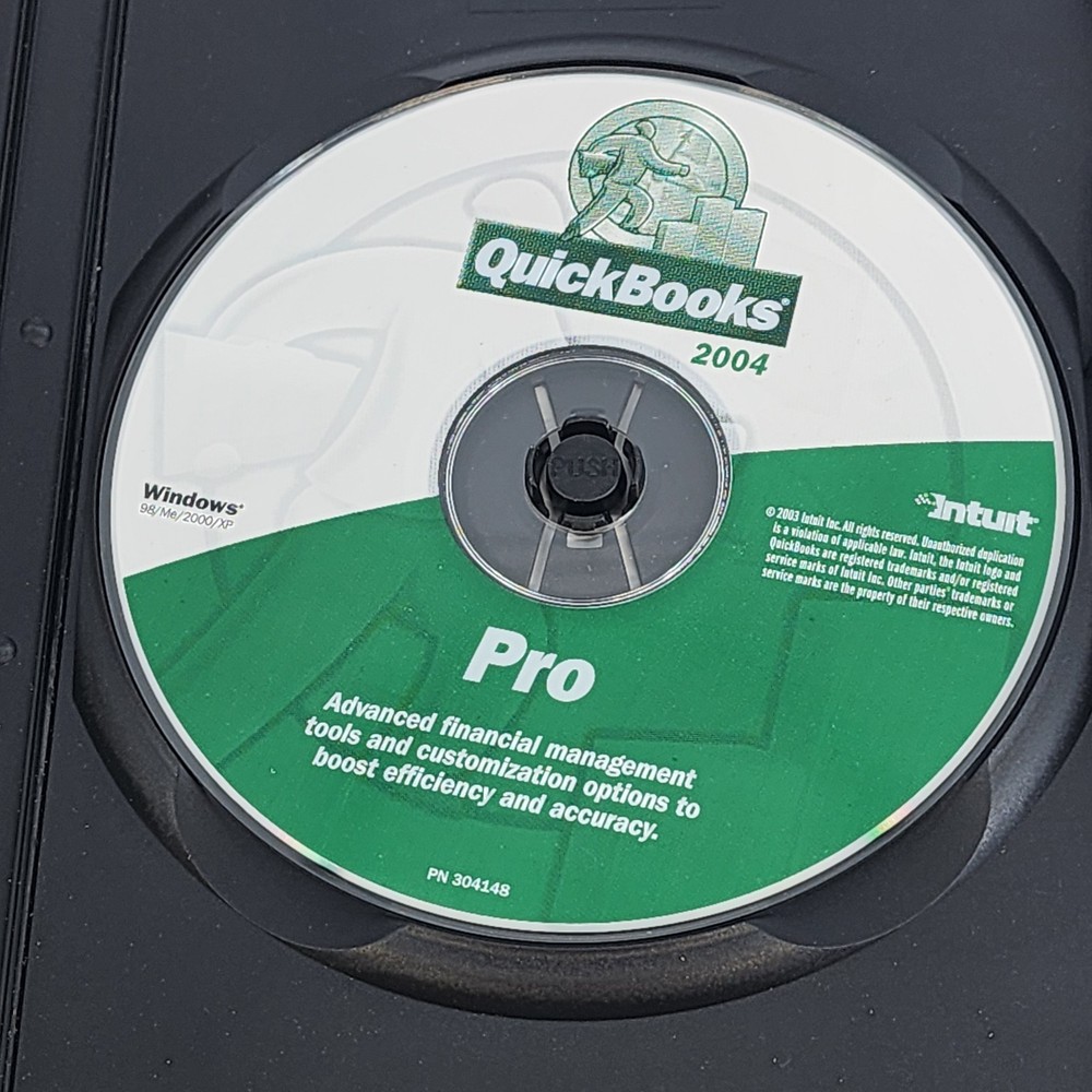 QuickBooks Pro 2004 Windows XP 2000 98 Financial Software CD Installation Key