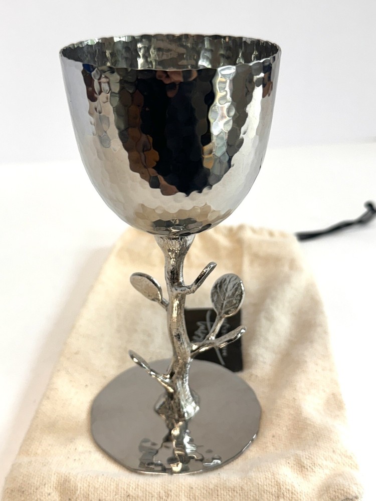 Michael Aram Judaica Botanical Leaf Kiddush Cup EUC w ARAM Dust Bag