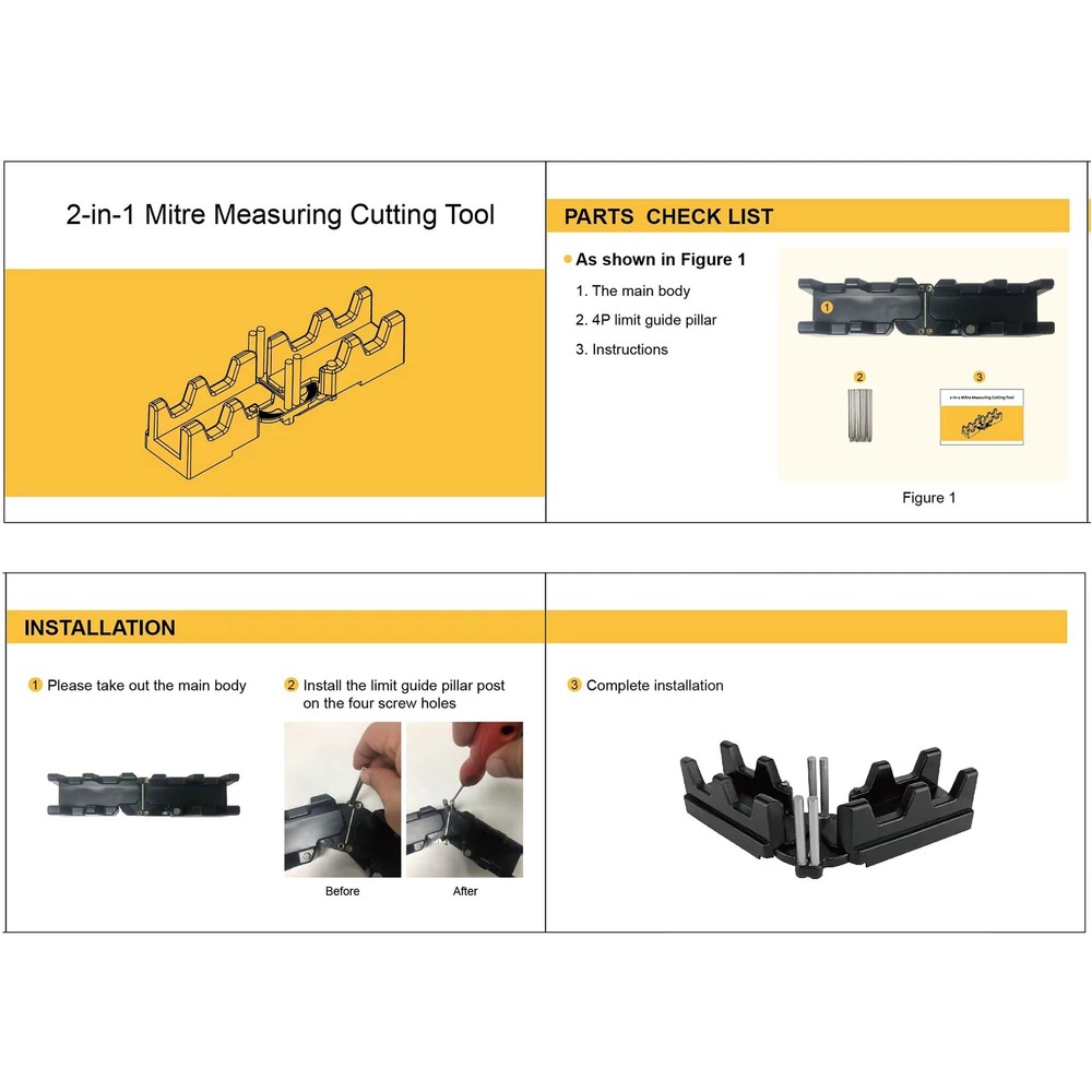 2-in-1 Mitre Measuring Cutting Tool, Miter Saw Protractor Tool, Precise Mitre...