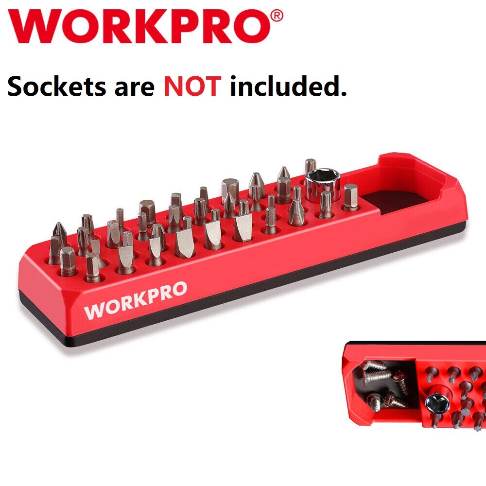 WORKPRO 1/4" Magnetic Hex Bit Organizer Hex Bit&Drill Holder Ferrite Magnet Base