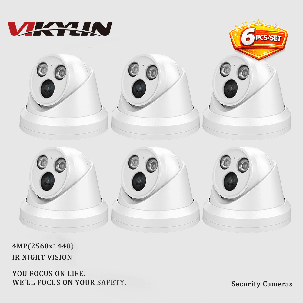 6 PACK VIKYLIN 4MP IR 30M Night Vision Security Neteork Camera Built-in MIC WDR