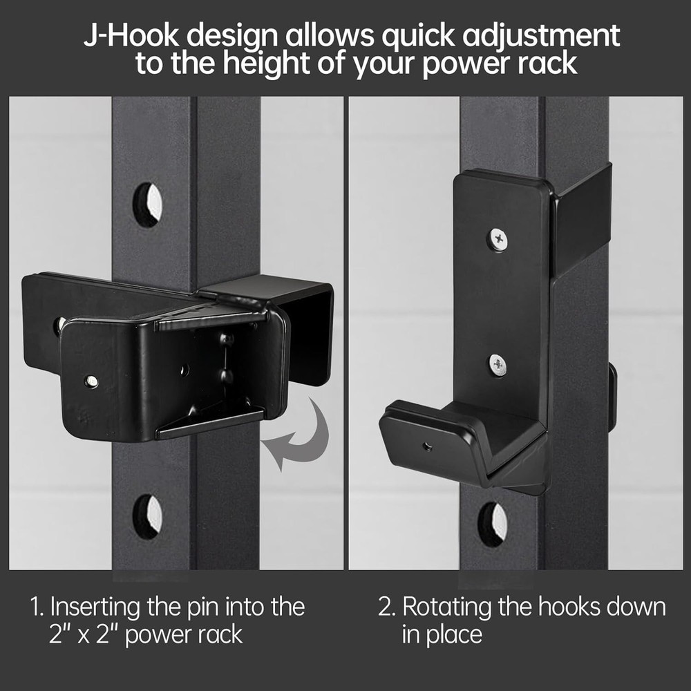 Double Bracket J-Hooks for 2" x 2" Power Rack – Ultimate Stability & Safety--