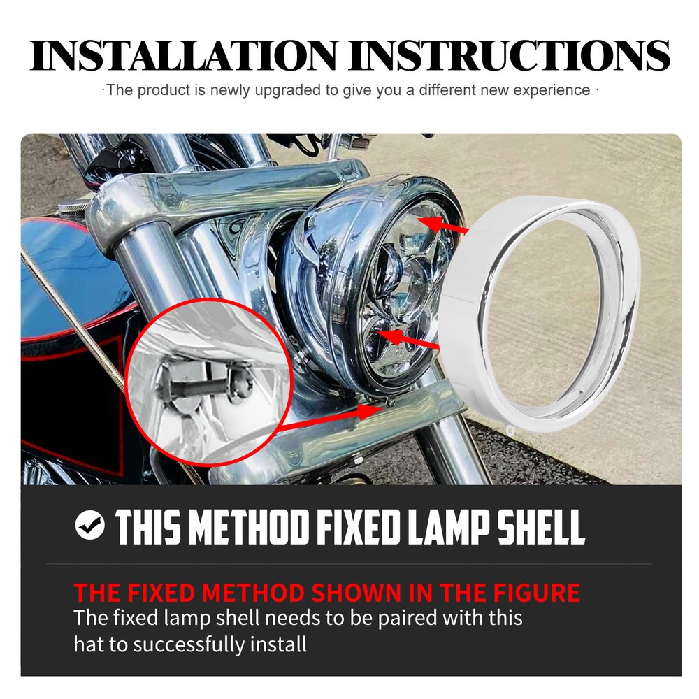 7" Chrome Headlight Trim Light Ring Visor Bezel Cover For Harley Softail 94-2017