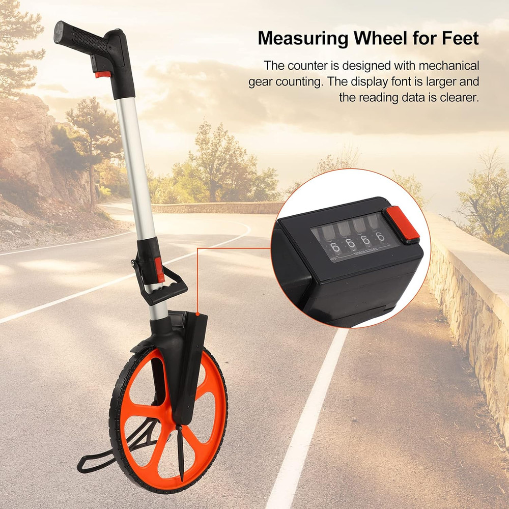Precision Measuring Wheel - 9999.9M/9999.9Ft Range with Counter