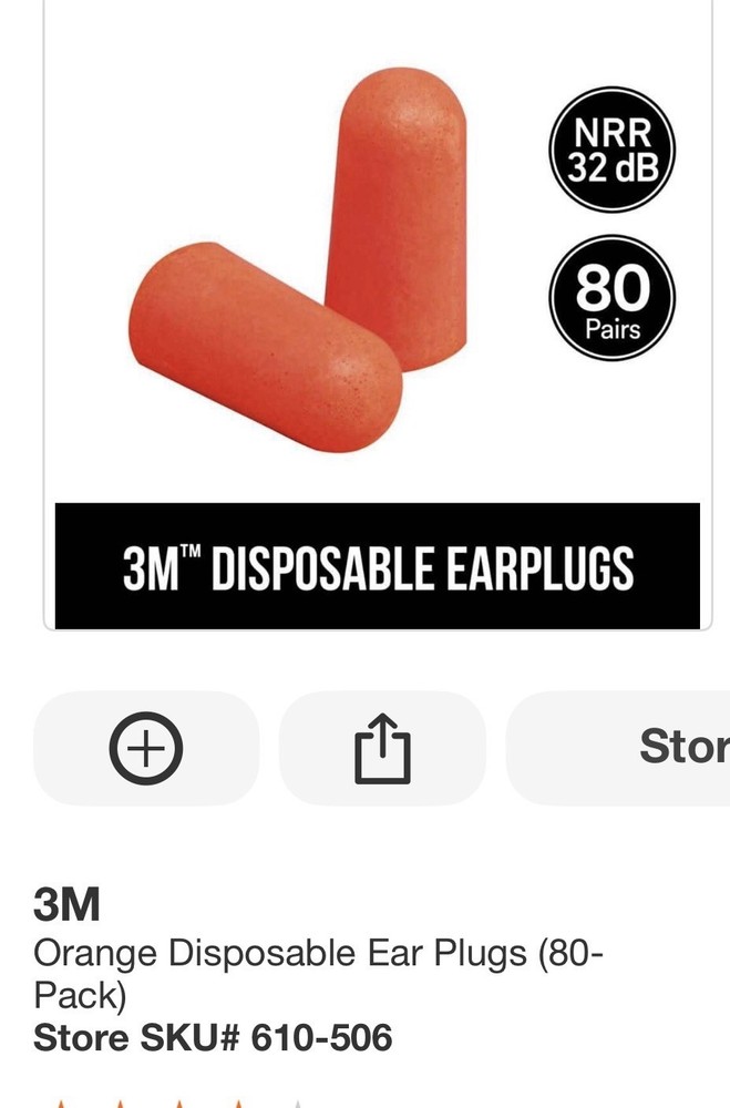 3M Orange Disposable Ear Plugs (80-Pack)