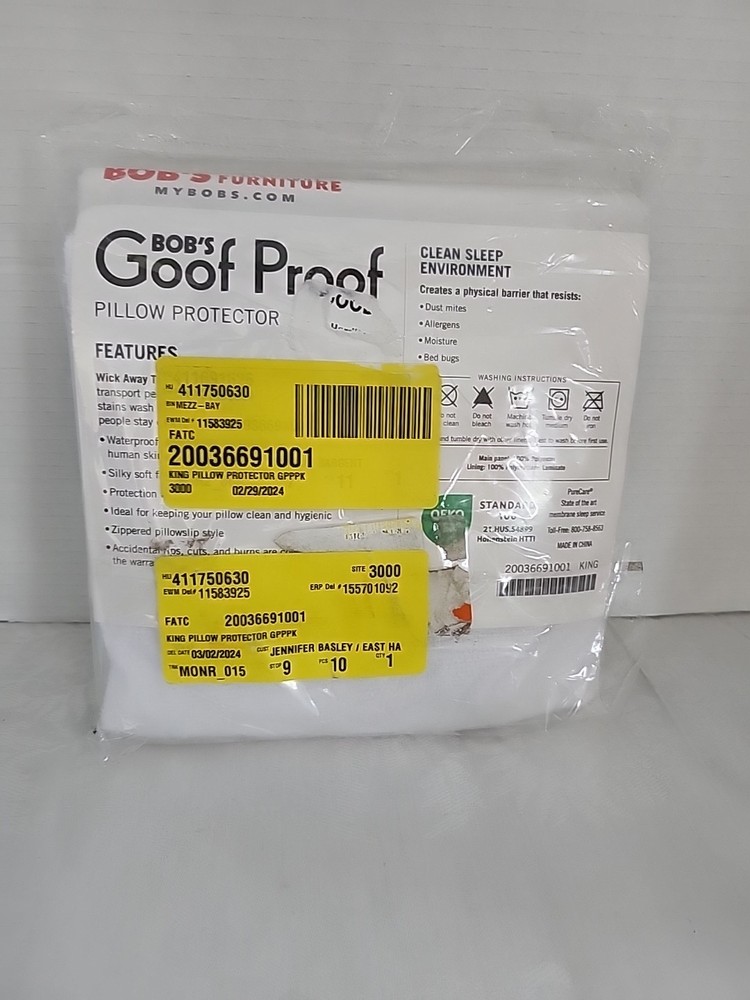 Bob’s Goof Proof King Size Pillow Protector New In Package