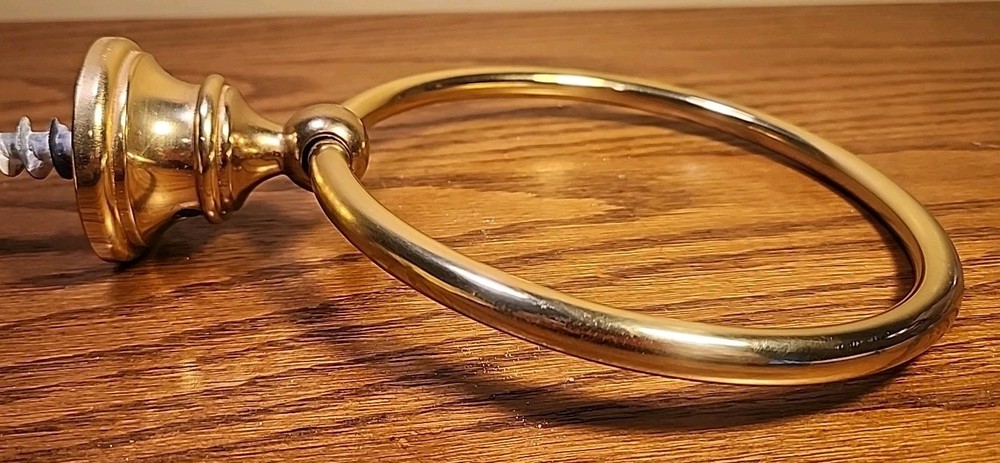 Polished Solid BRASS TOWEL RING 6" Diameter in EXCELLENT CONDITION