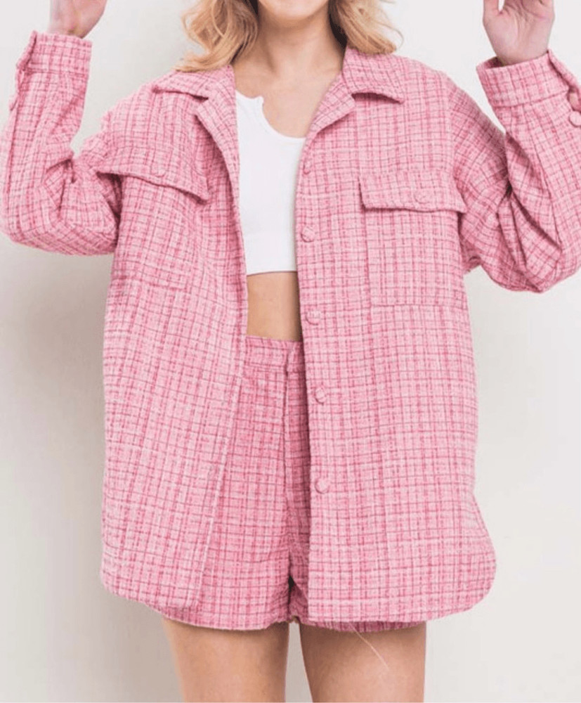 Rose Pink Tweed Short Set