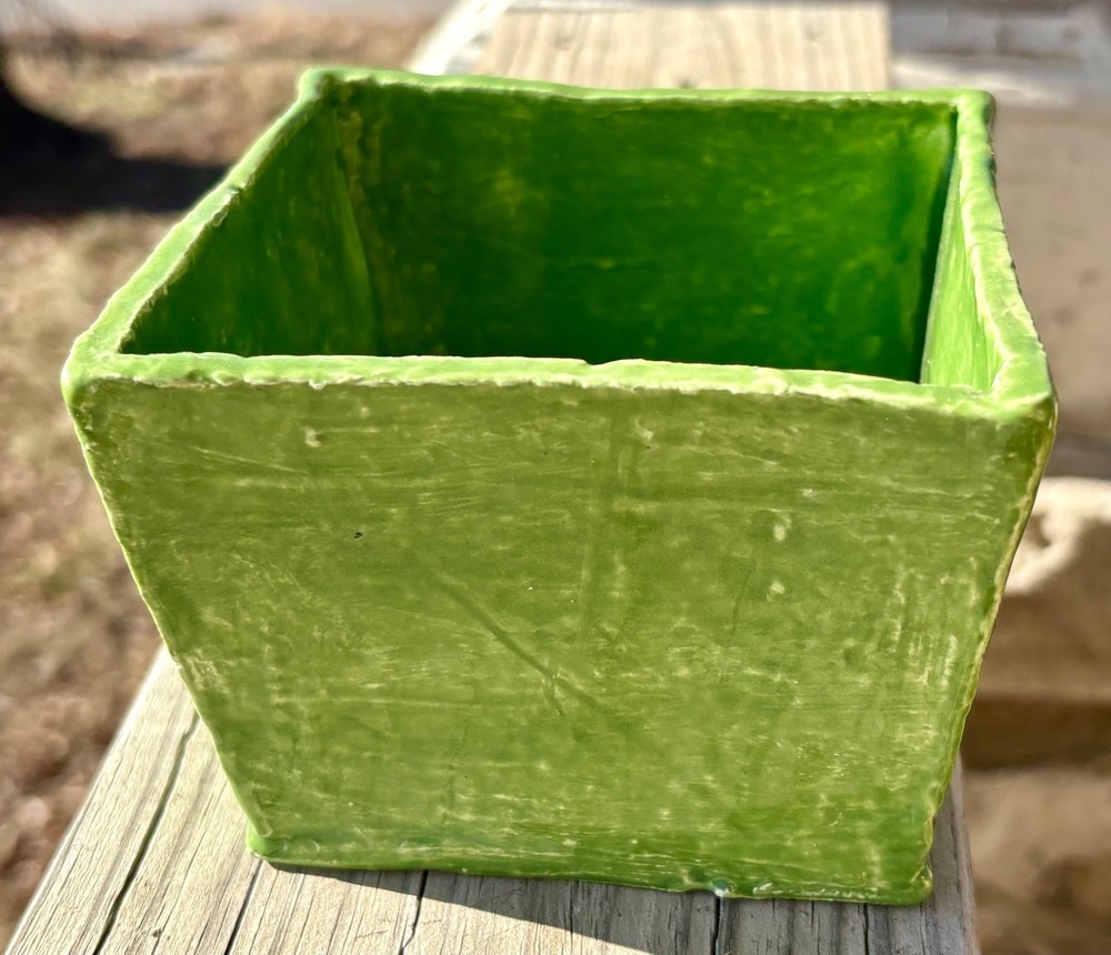 Handmade green ceramic planter