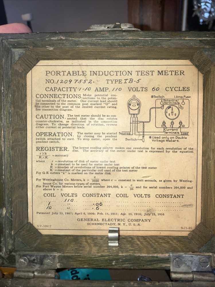 Portable induction test meter 1916