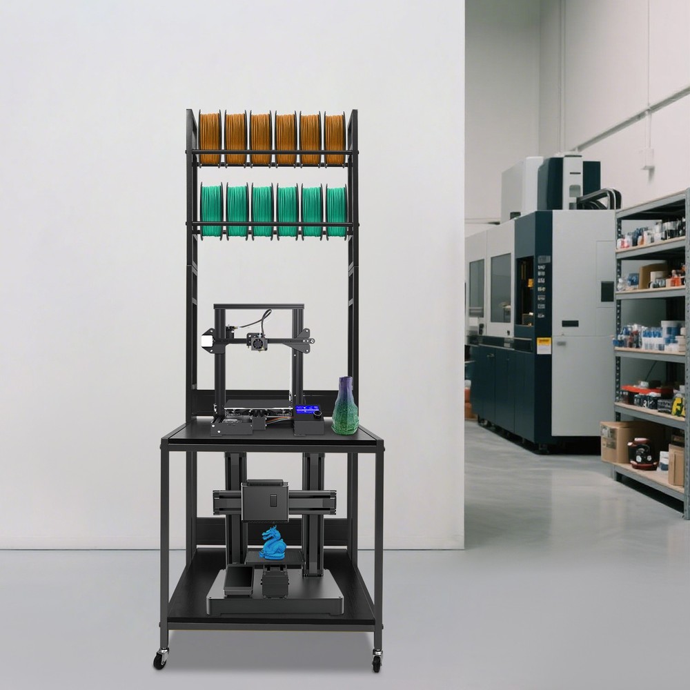 3D Printer Stand with Double Layer Filament Storage Rack Heavy Duty Mobile Table