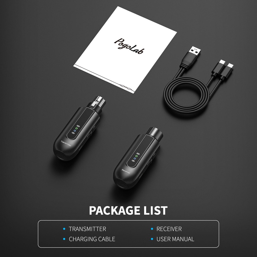 XLR Wireless Microphone System Mic Transmitter Receiver Mic Adapter Rechargeable