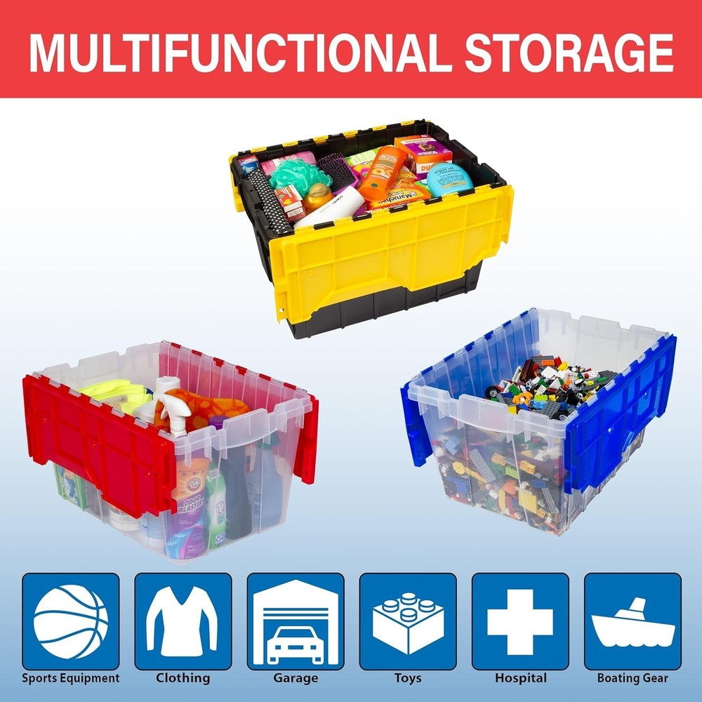 KeepBox 12 Gallon Storage Container, Nesting and Stackable Plastic Storage wi...