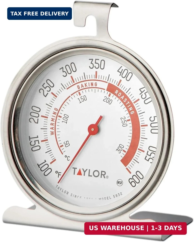 Taylor Precision Products Large Dial Thermometer, Silver