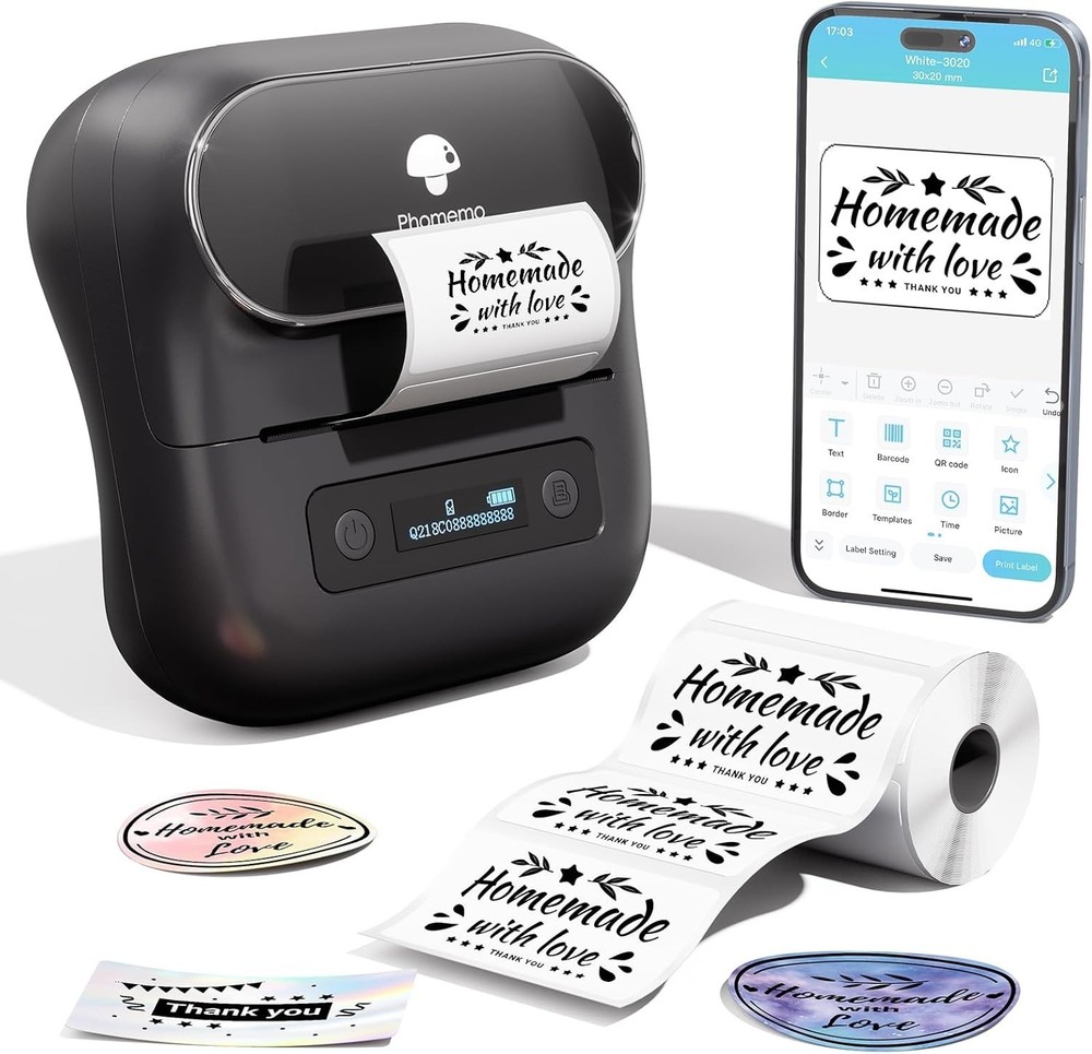 3 Inch Thermal Printer with Bluetooth Connectivity for Labeling Projects