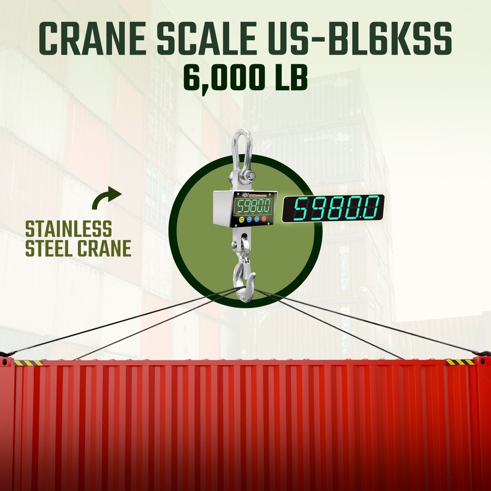 Stainless Steel 6,000 lb Crane Scale LED Android App & Certificate