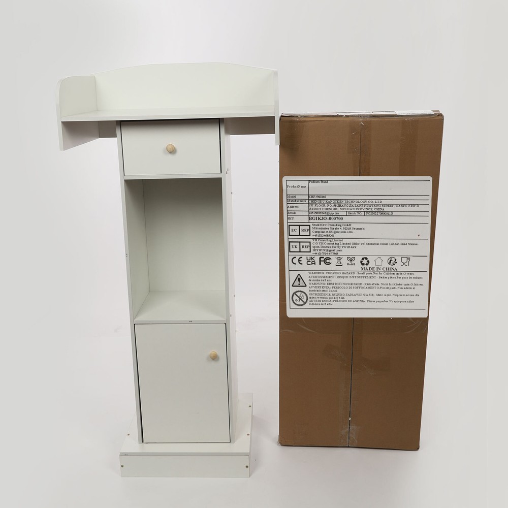 Speaking Lectern Stand, Portable Podium Stand, Reception Desk with Drawer