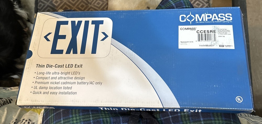 Compass Thin Die-Cast LED Emergency Exit Sign CCESRE