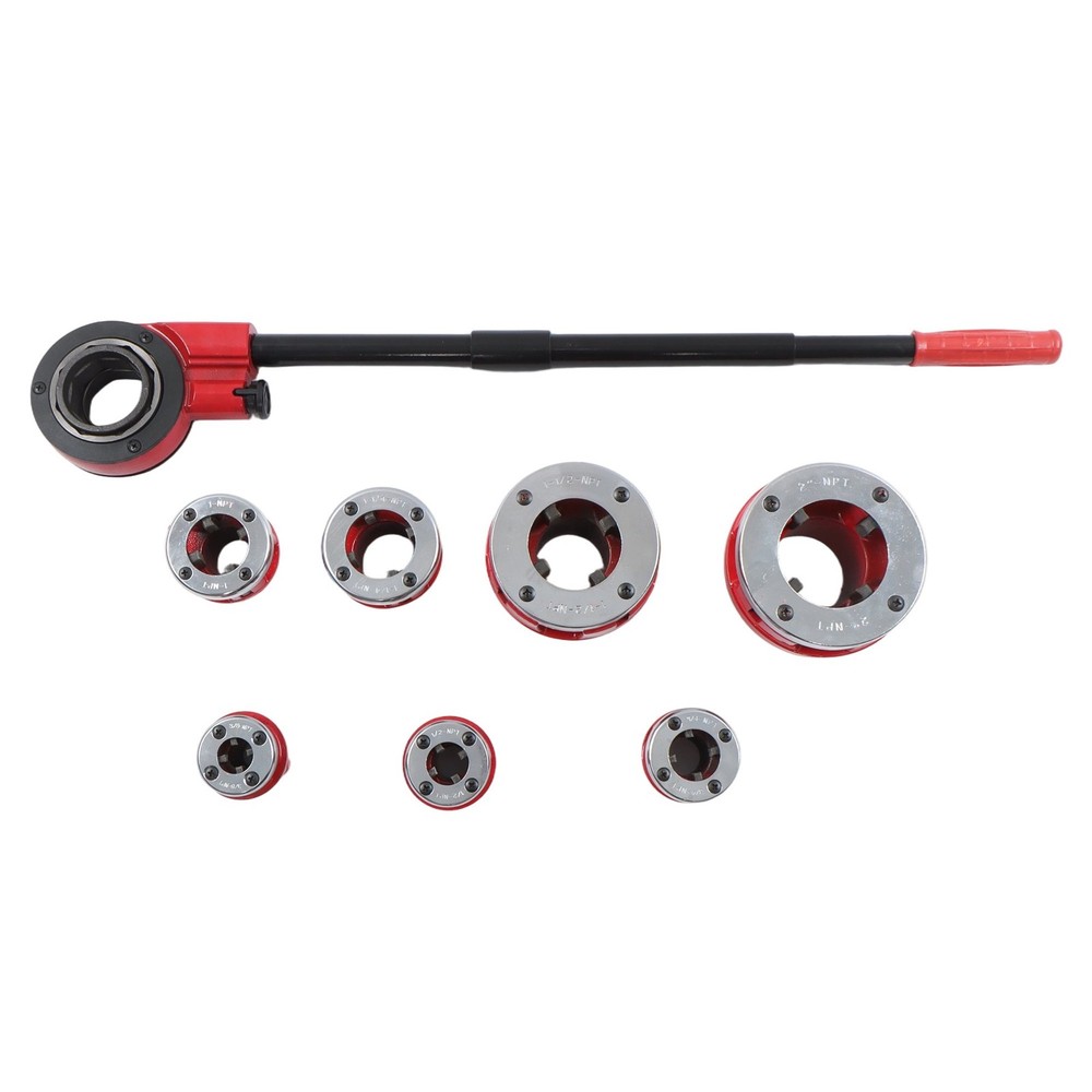 7 Size 3/8" To 2" Dies Set W/ Handle Pipe Threader Threading BSPT Pipe Threader