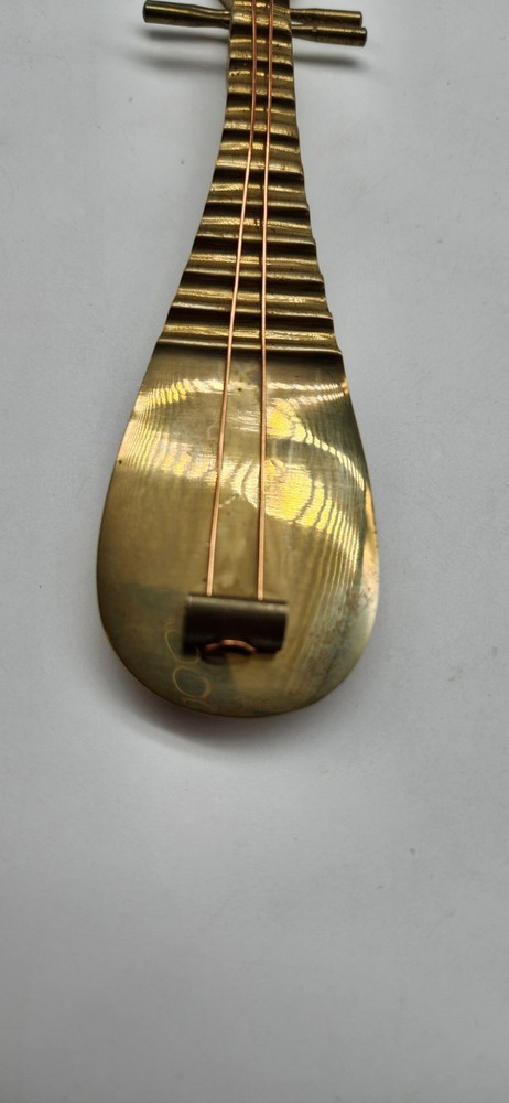 Vintage Solid Brass Lute Musical Instrument With 2 Strings. 5.5"