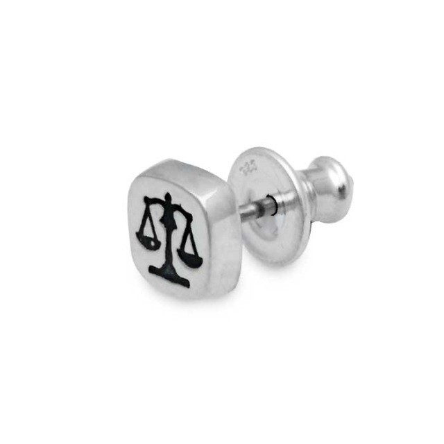 Dr MONROE Themis Scale Square Silver Stud Earring (Single)