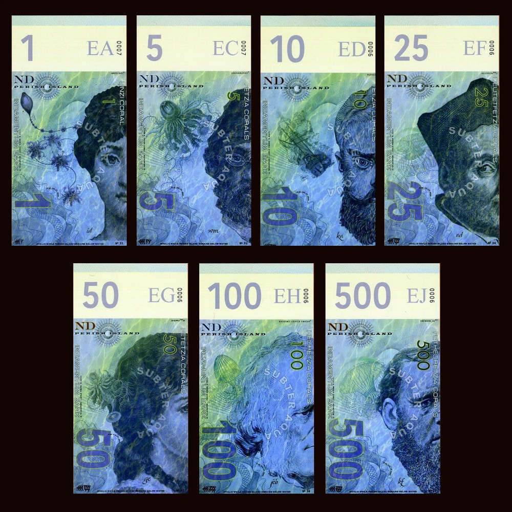 SET Perish Island 2015 Polymer 7 Note Set, UNC, Vertical Orientation