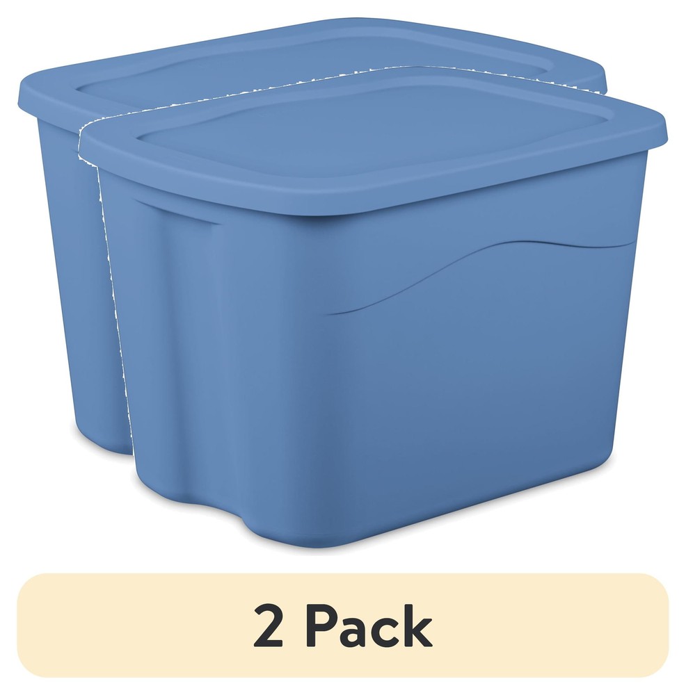 18 Gallon Plastic Storage Container with Snap-on Lid, Light Blue, 8 Pack！
