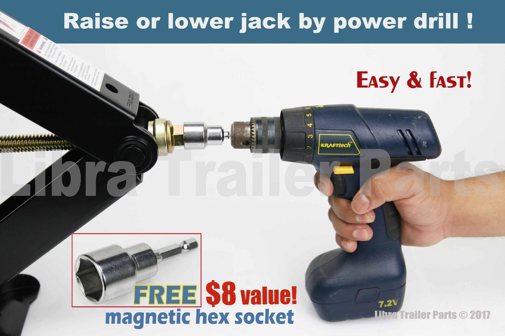 Set 4 HD 9000lb RV Stabilizer Leveling Scissor Jacks w/socket & install Kit 24"