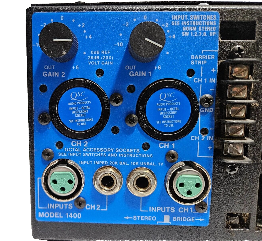 QSC Model 1400 200W@8 Ohms Power Amp- Turns On- Pulled From Working Environment