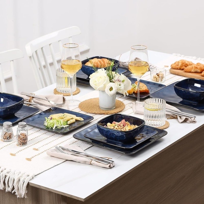 12 Piece Porcelain Dinnerware Set Stackable Dishwasher Safe Elegant Design New