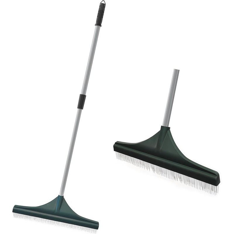 Adjustable Turf Rake W/ Durable Steel Handle Multi-Purpose Cleaning Tool Lawns