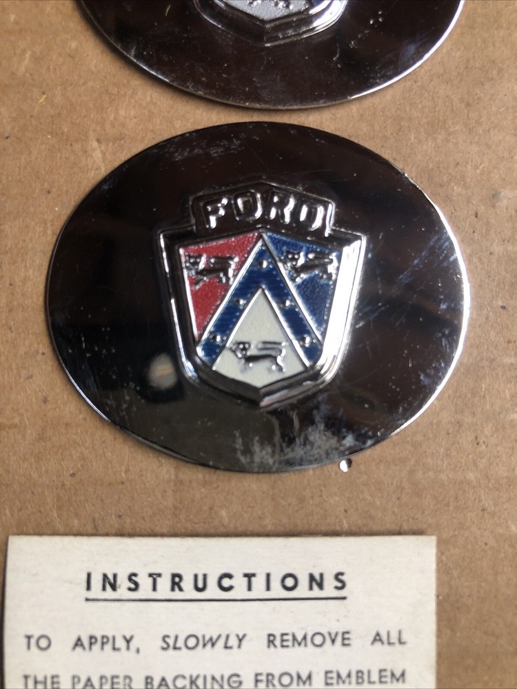 1950’s FORD CREST EMBLEMS PAIR VINTAGE USE OR DISPLAY
