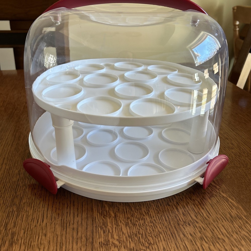 Versatile 2-Tier Cupcake, Mini-Muffin, Cake pop, Cak Storage/Carrier-Clear Dome