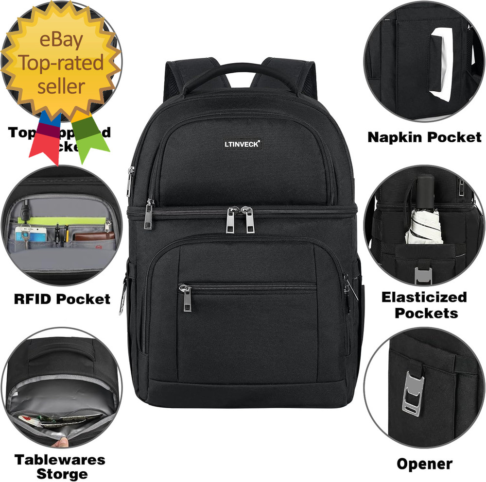 Cooler Backpack,Insulated Backpack Cooler Leakproof Double Deck Cooler Bag