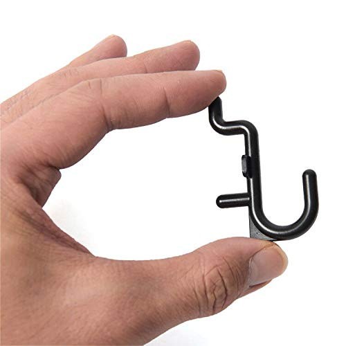200 Pack J-Shaped Pegboard Hooks, Black Plastic Peg Hooks for 1/4 Inch Pegboard,