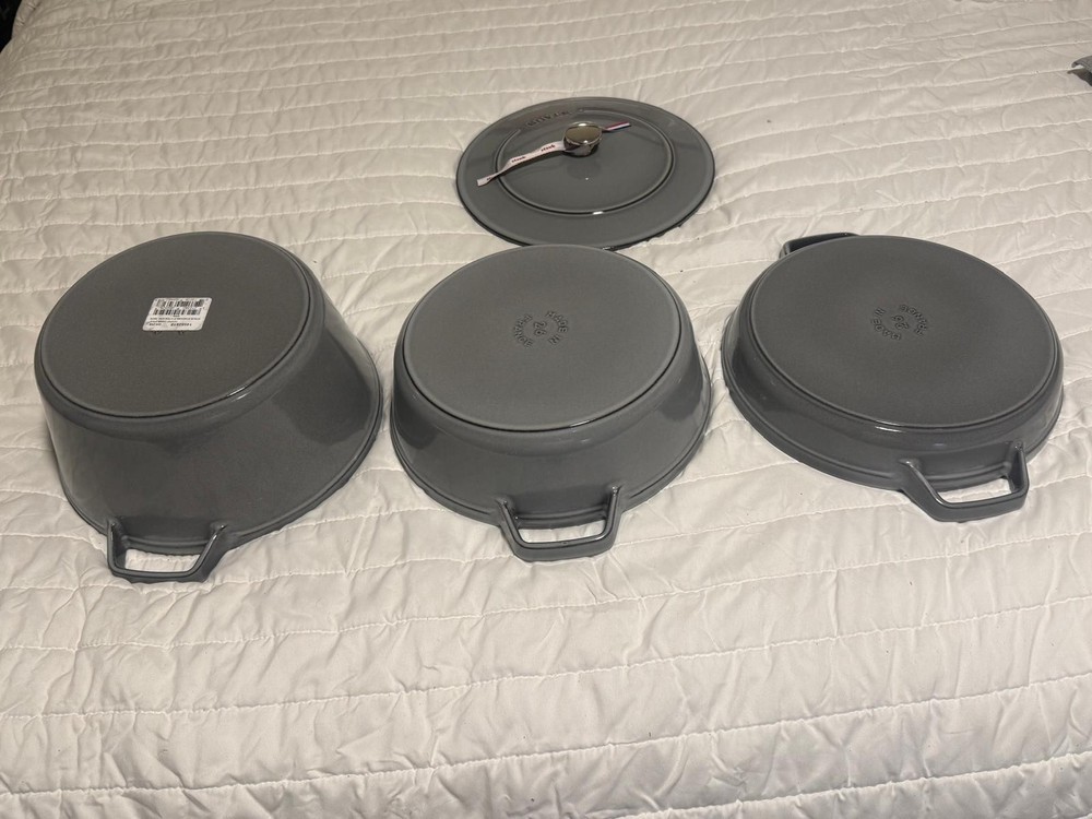 Staub Cast Iron 4-pc Stackable Set, Graphite Grey
